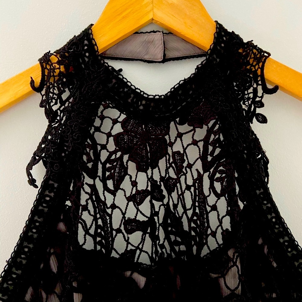 Free People Black Halter Crochet Party Dress